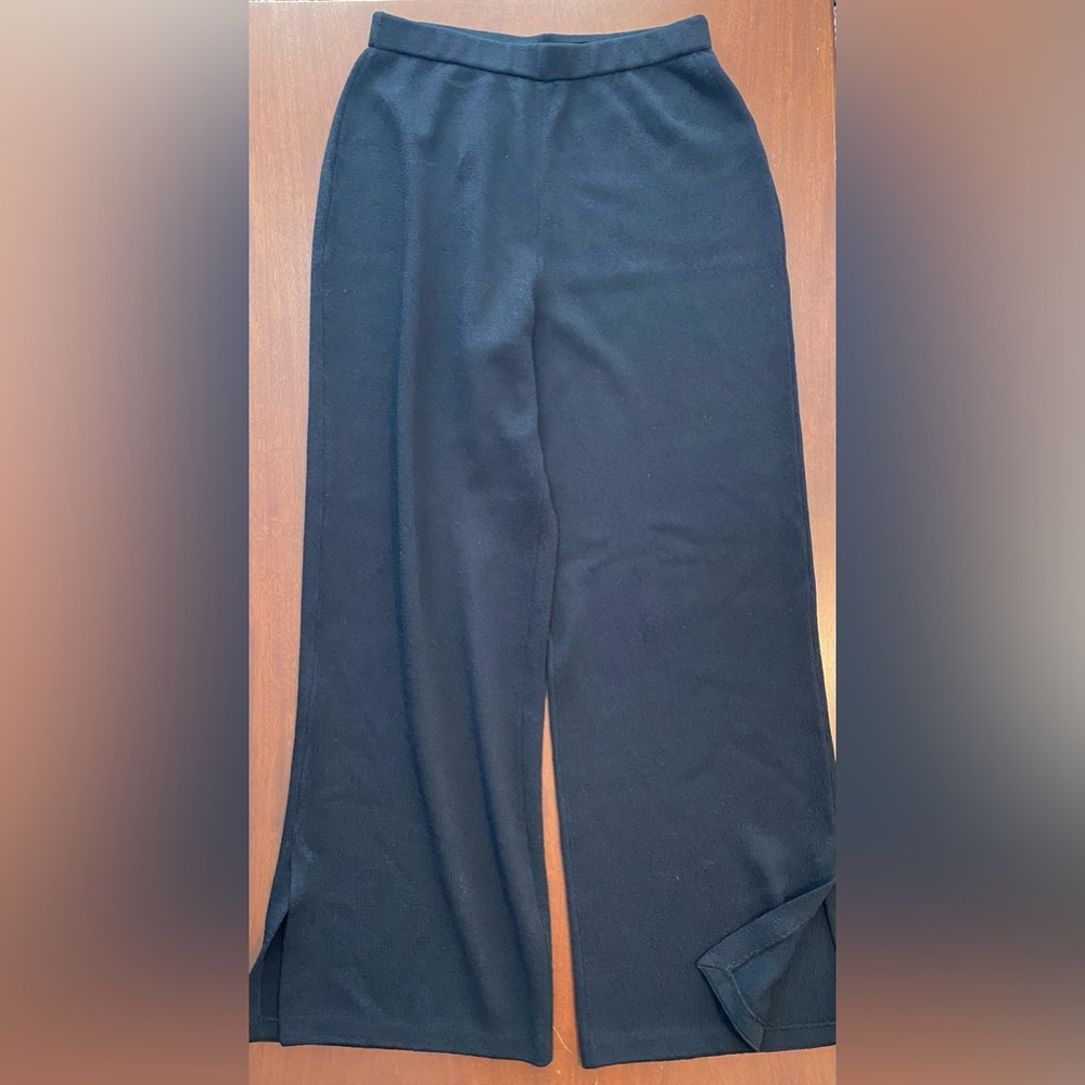 St. John Evening by Marie Gray sz 10 Santana Knit Black Wide-Leg Pants 29”